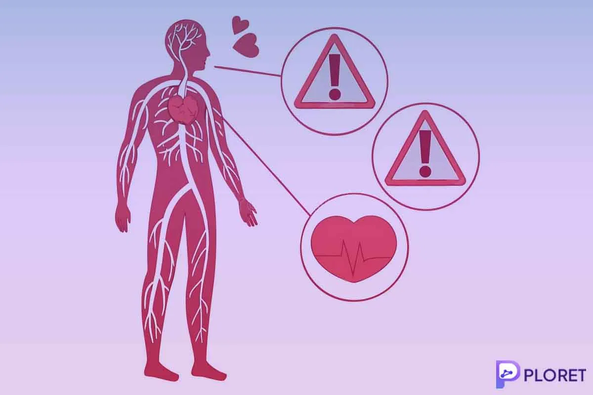 warning signs in human body circulatory system showing heart and blood flow health illustration